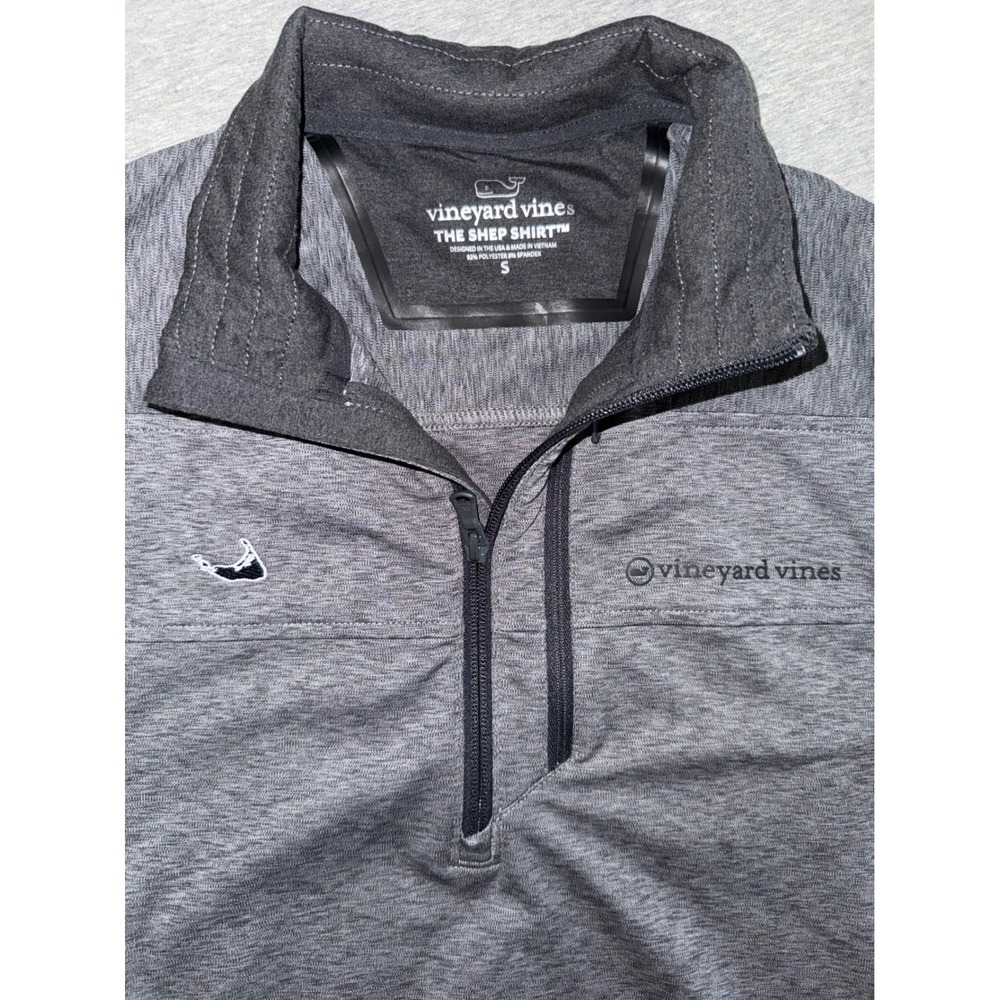 Vineyard Vines Mens Shep Shirt Size Small Gray 1/4 Zip Performance Preppy Golf